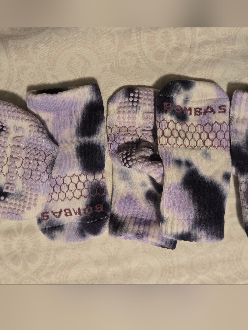 Bombas Lavender and Black Tie-Dye Athletic Socks - Toddler